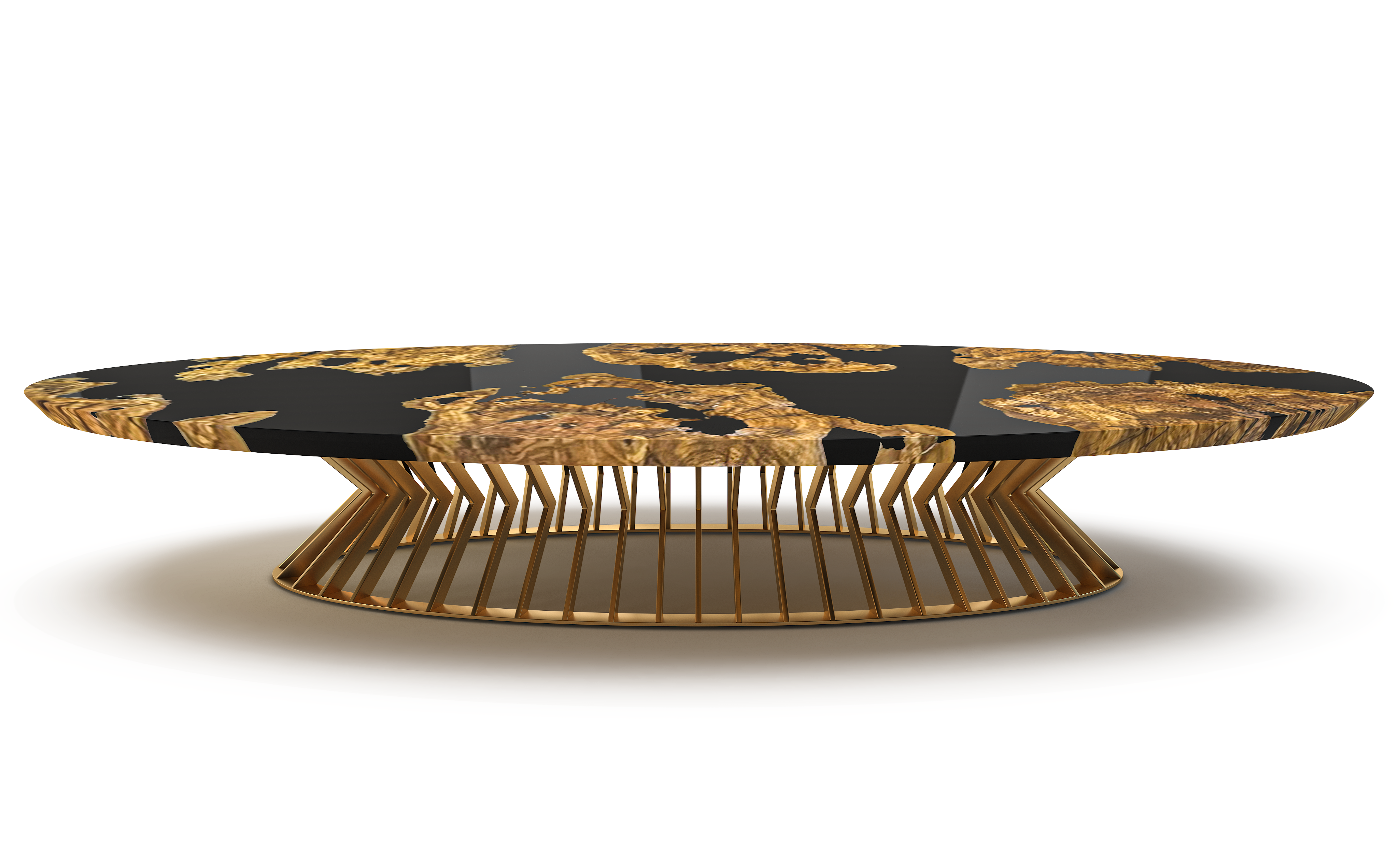 Black Amiata Olive Wood Oval Coffee Table