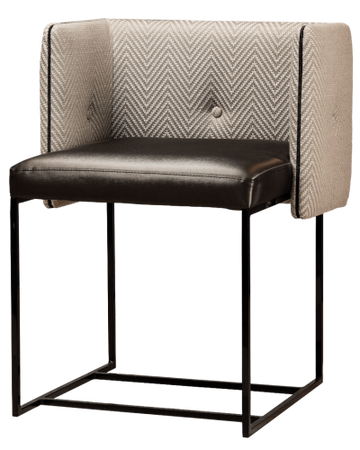 Paris Chair modern armless counter stool with brown leather seat and black metal frame