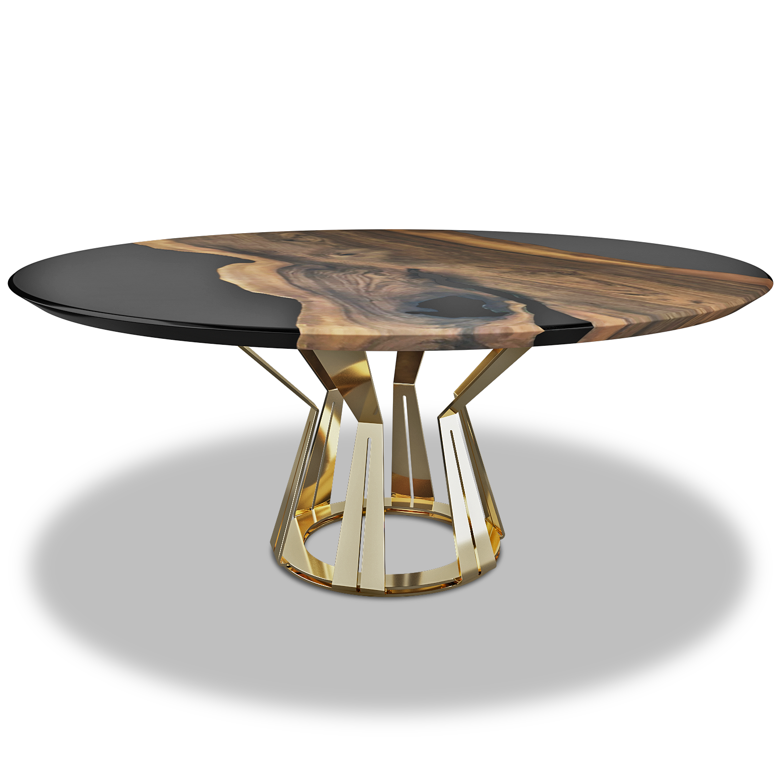 Black Atalante Walnut Wood Round Dining Table