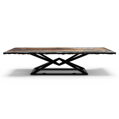 Black Abruzzo Walnut Wood Wavy Dining Table