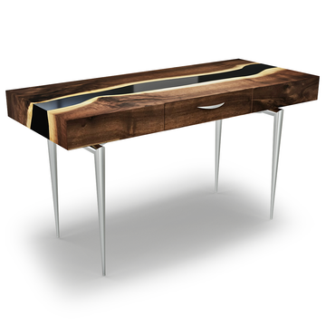 Black Harmonia Walnut Wood River Desk - ARDITI COLLECTION®