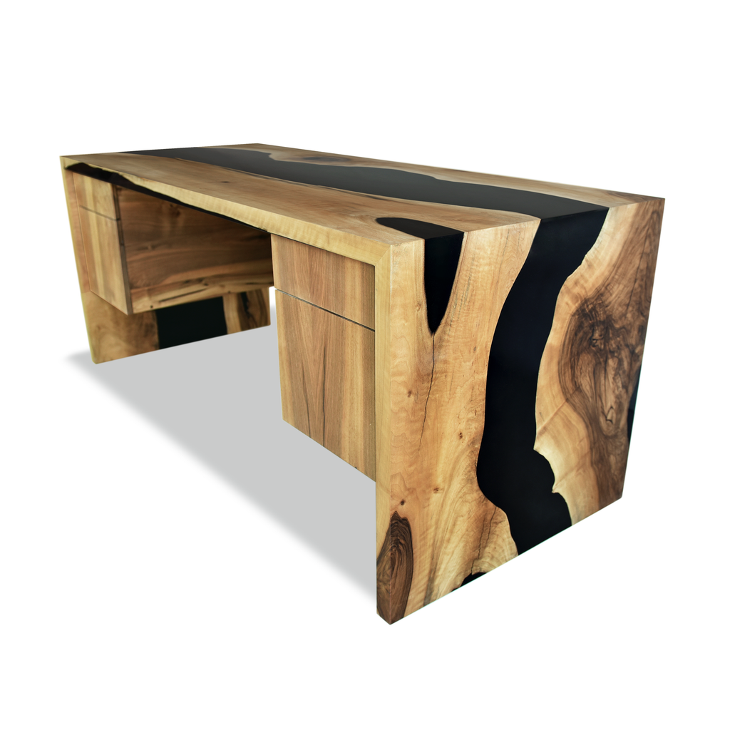 Black Waterfall Walnut Wood Desk - ARDITI COLLECTION®