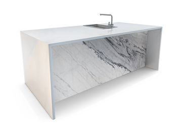 Valle Bianca Marble Waterfall Kitchen Island - ARDITI COLLECTION®