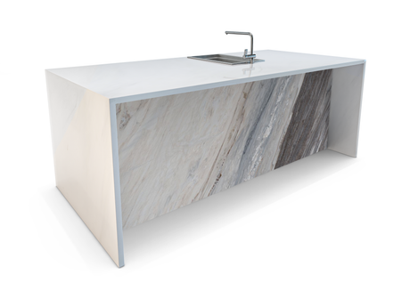 Colorado Classico Marble Waterfall Kitchen Island