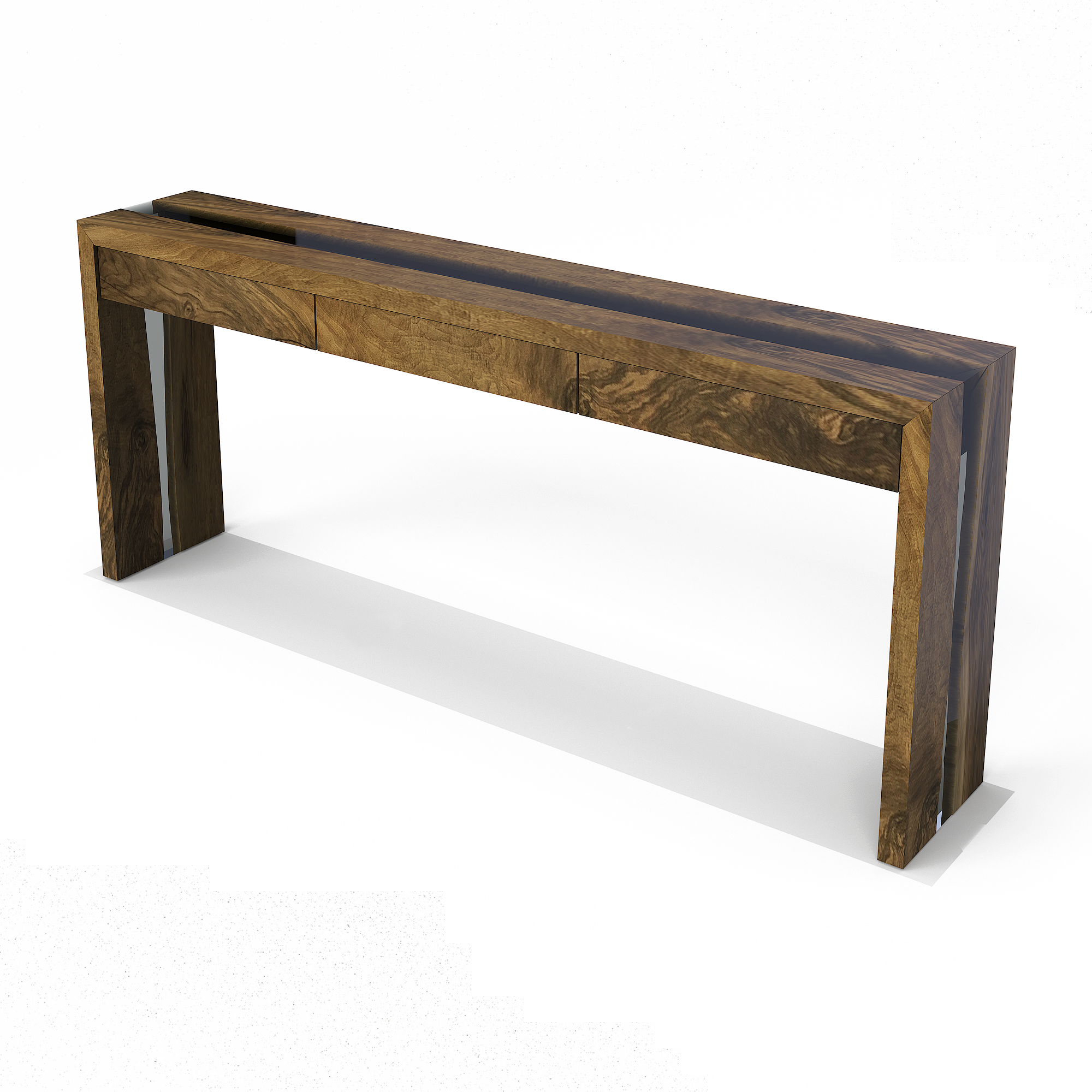 Waterfall Walnut Wood Console