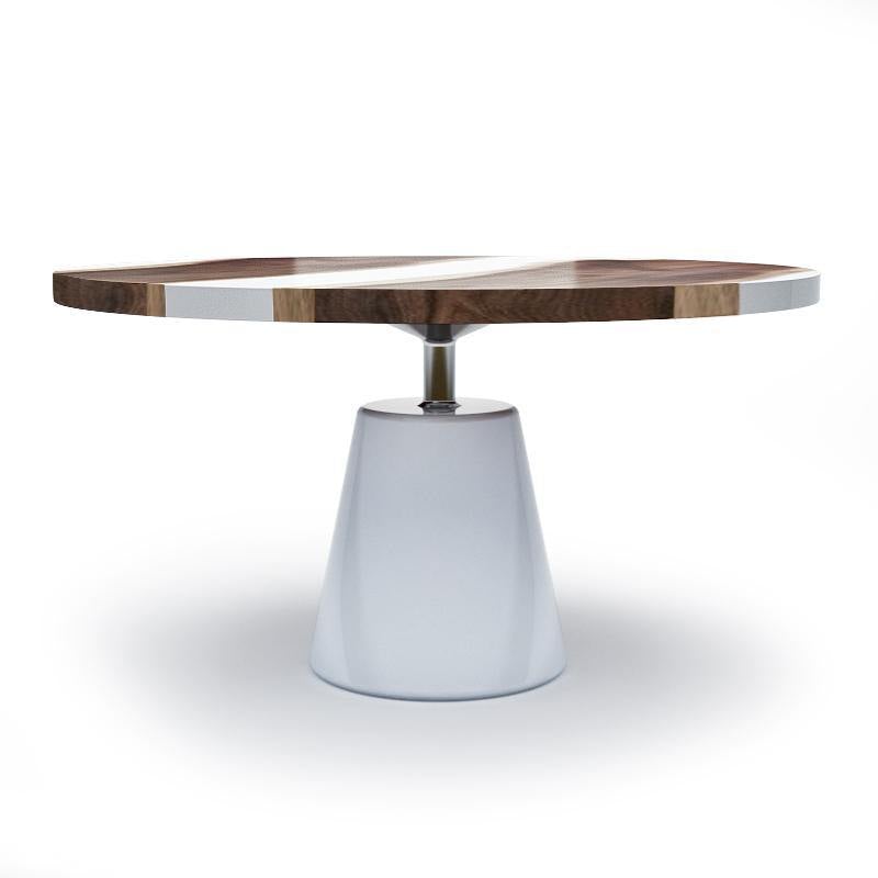 White Asolo Walnut Round Table